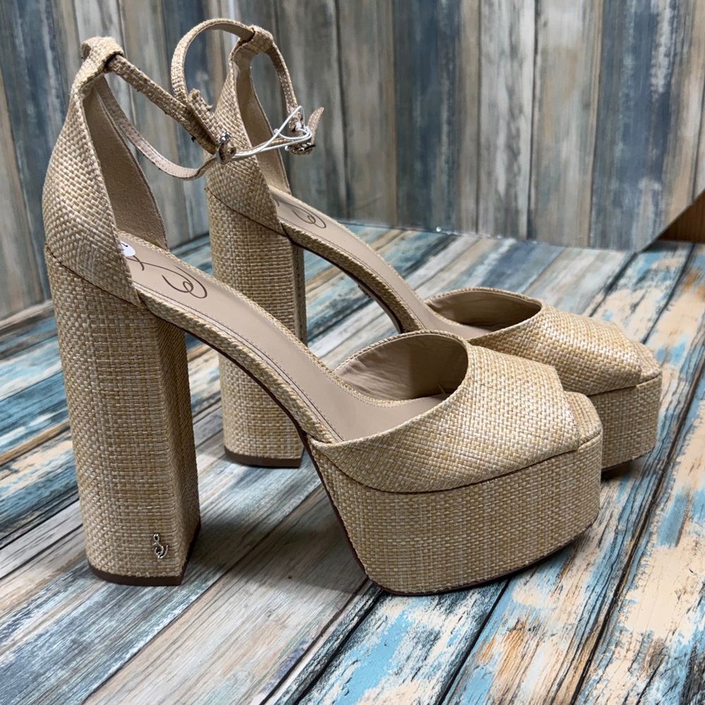 ⭐️Sam Edelman Women's Kori Platform Bleached Beechwood Sandal sz 10.5 NWOT - Picture 5 of 12
